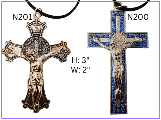 NECKLACES: N201, N200 SAINT BENEDICT CRUCIFIX NECKLACES