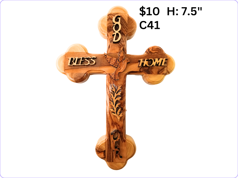 DOVE CROSS HOLY SPIRIT OLIVE WOOD: C41