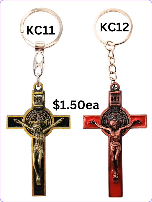 SAINT BENEDICT KEY CHAIN CRUCIFIX: KC11, KC12