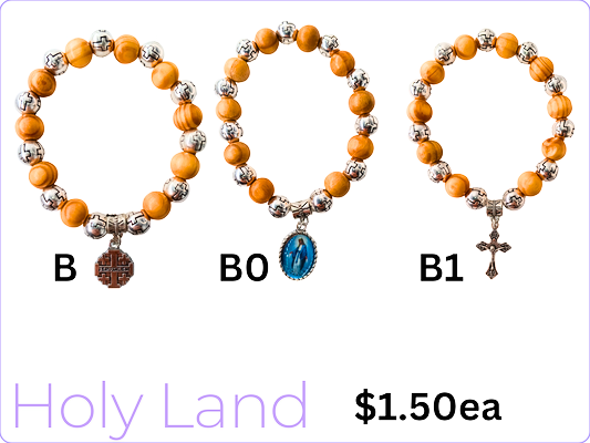 BRACELETS: B, B0, B1 HOLY LAND OLIVE WOOD
