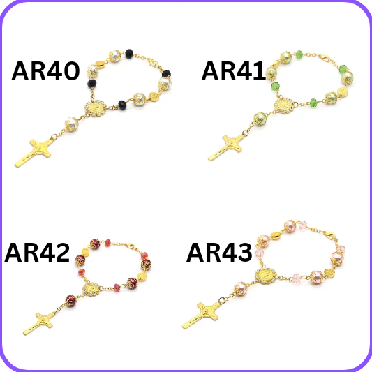 AUTO ROSARIES: AR40, AR41, AR42, AR43 14K GOLD PLATED
