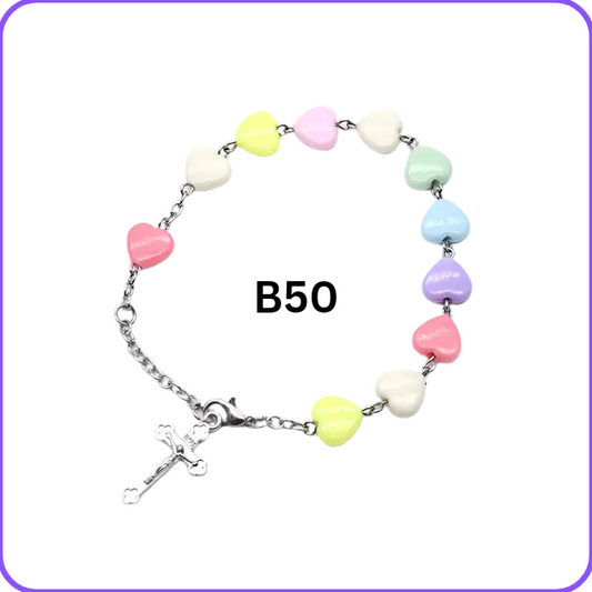BRACELE: B10 HEARTS COLORED $1.ea