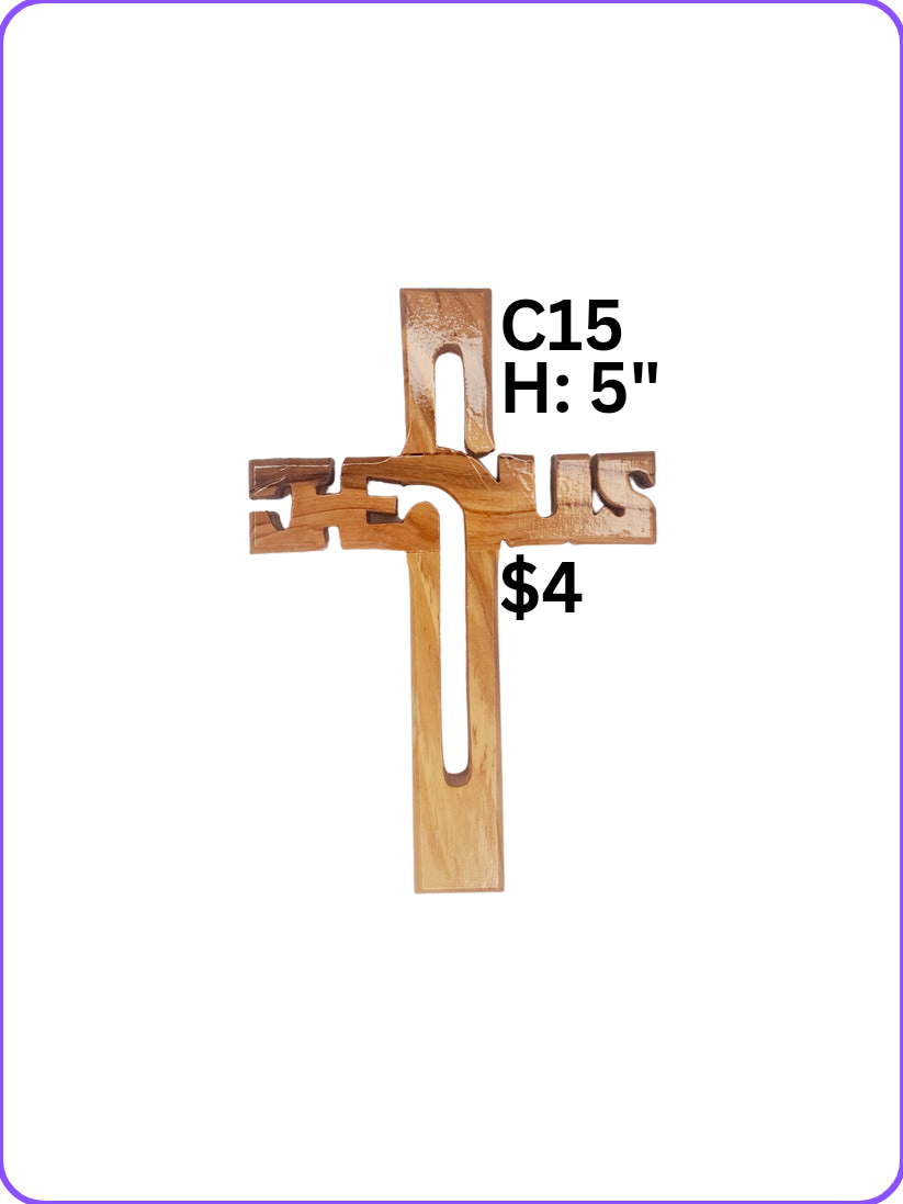 C15: JESUS CROSS OLIVE WOOD