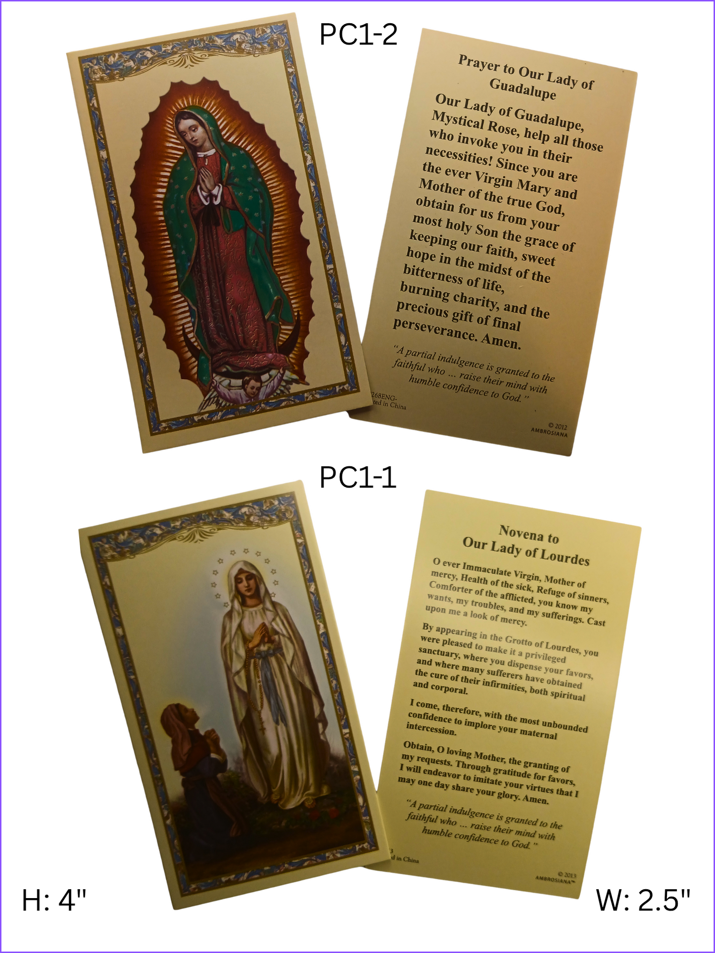 PRAYER CARDS: PC1-1, PC1-2,