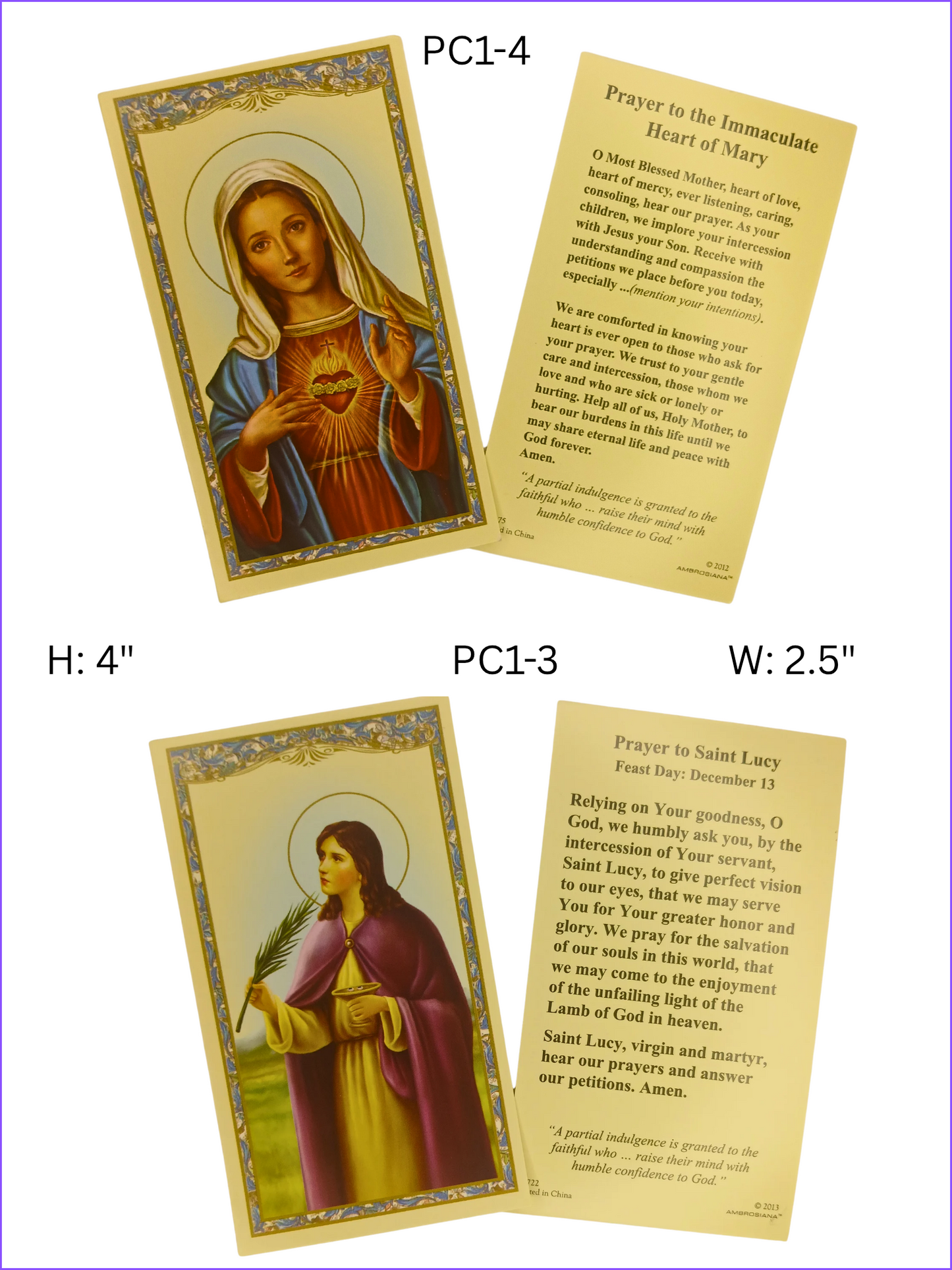 PRAYER CARDS: PC1-3, PC1-4